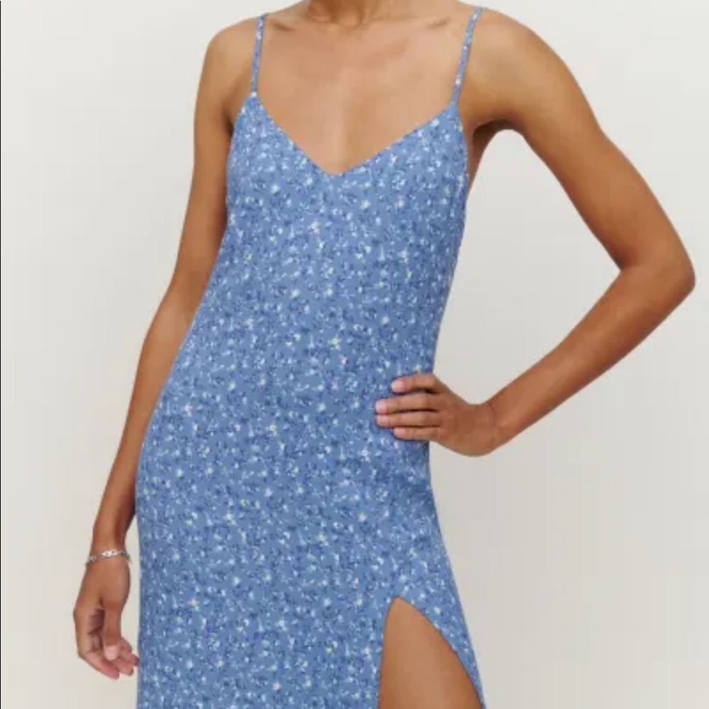 Reformation blue Crimini dress. Looks new. Size 6